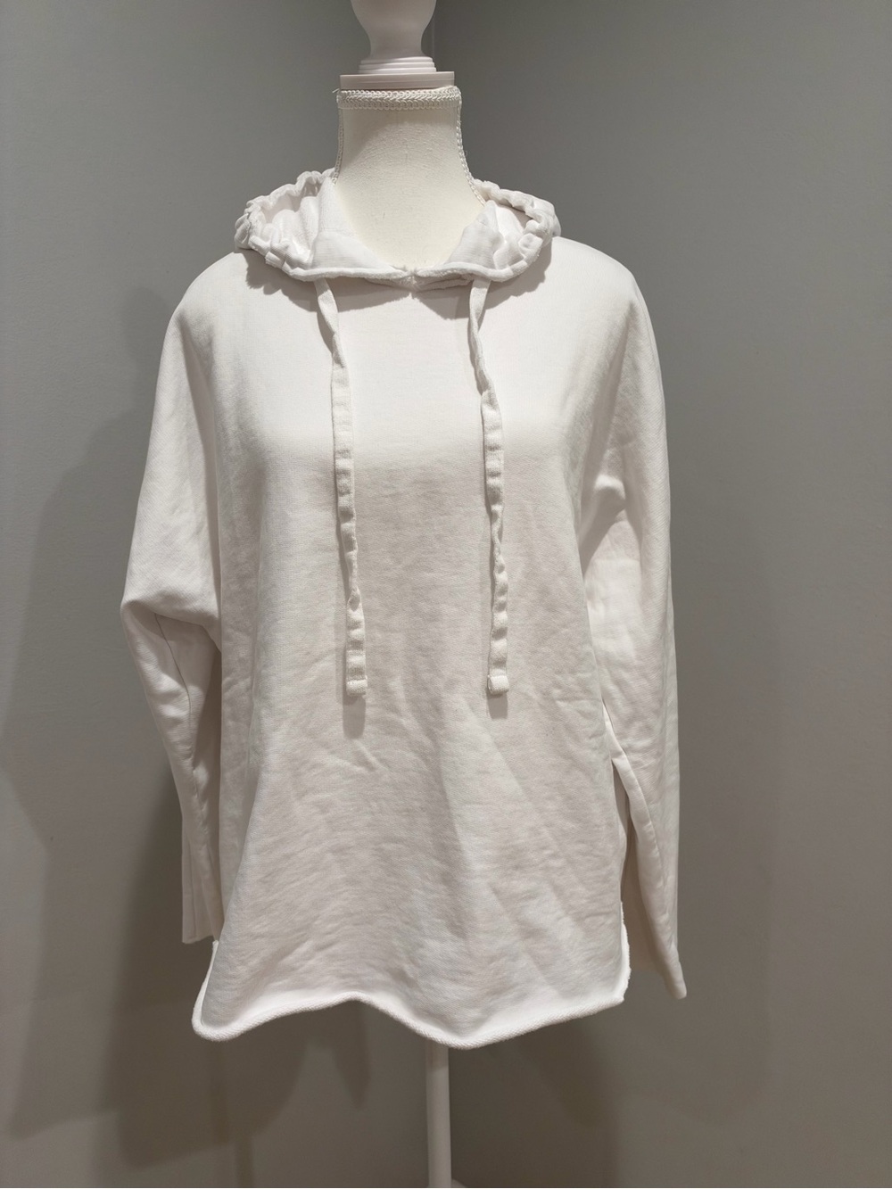 Quince White Hooded Pullover Sweatshirt. Organic cotton. Size S